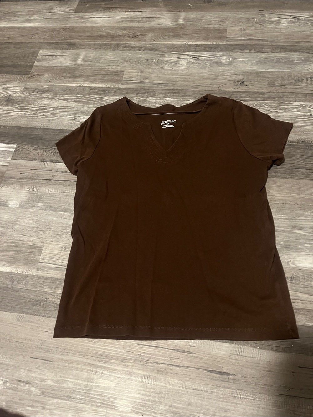 St. John's Bay Brown V-Neck Short Sleeve Tee